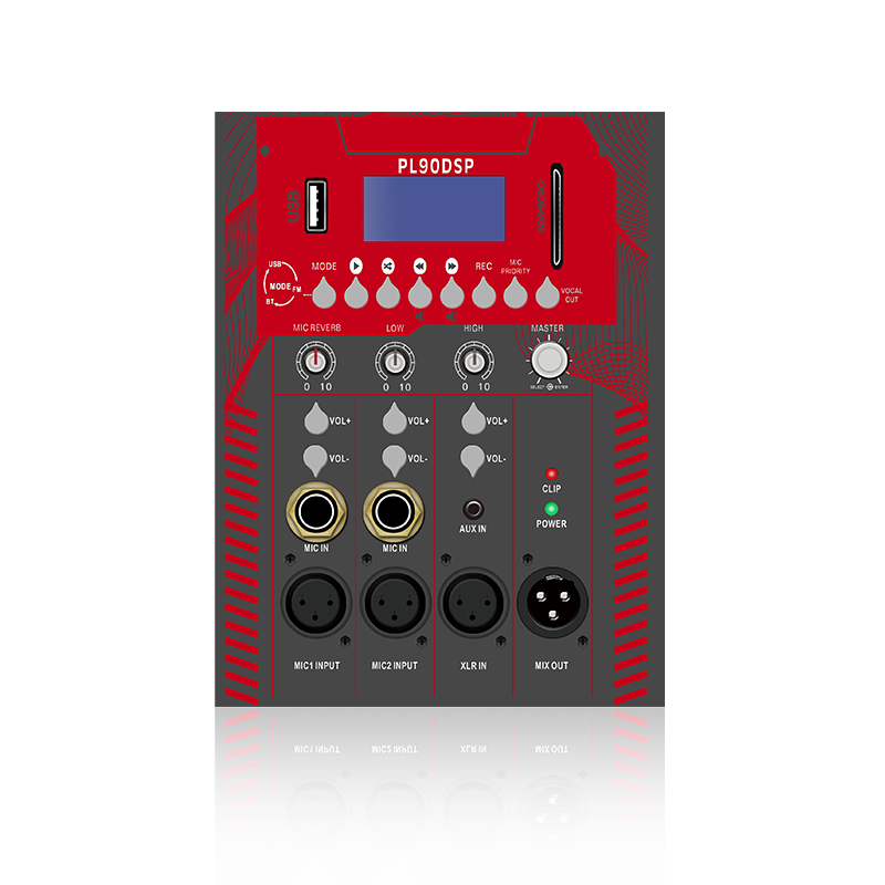 PL90: 2 Saluran Input Mikrofon dengan Mikrofon Reverb Kawalan Bahagian Frekuensi Elektrik Modul Fungsi