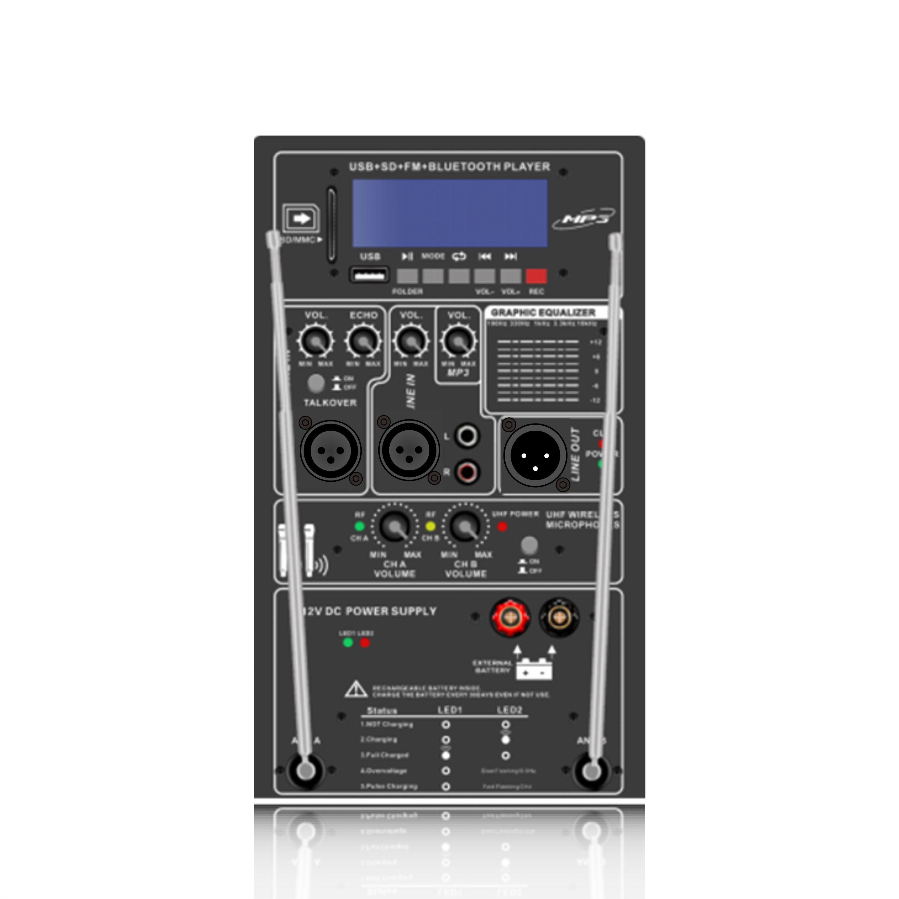 PL35+Talkover: Mikrofon Seimbang dan Input Talian Campuran Output Modul Fungsi Speaker Boleh Dicas Semula