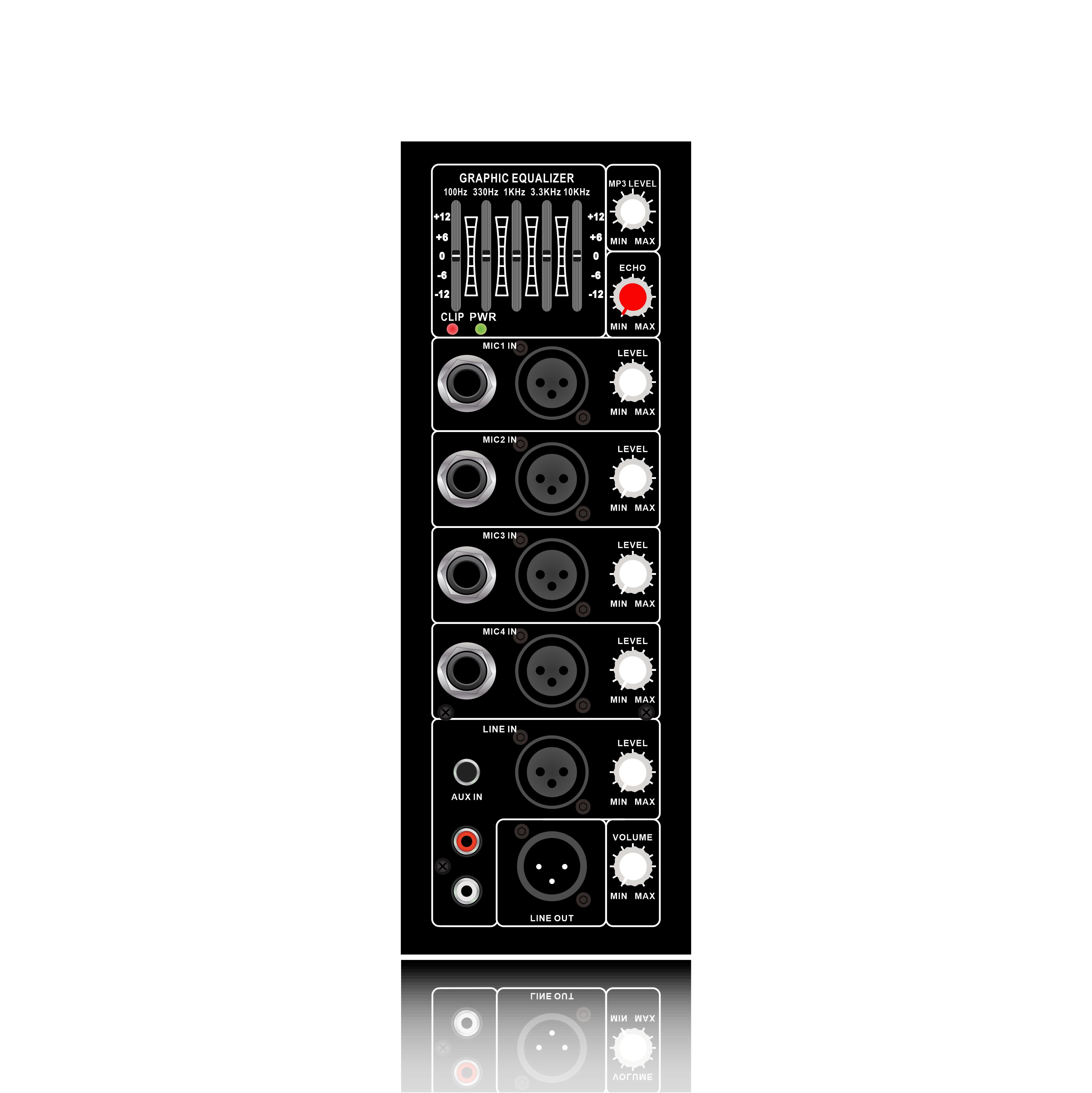 PL67: Input Saluran Mikrofon 4 dan Modul Fungsian Analog Menegak Penyama Grafik 5 Jalur