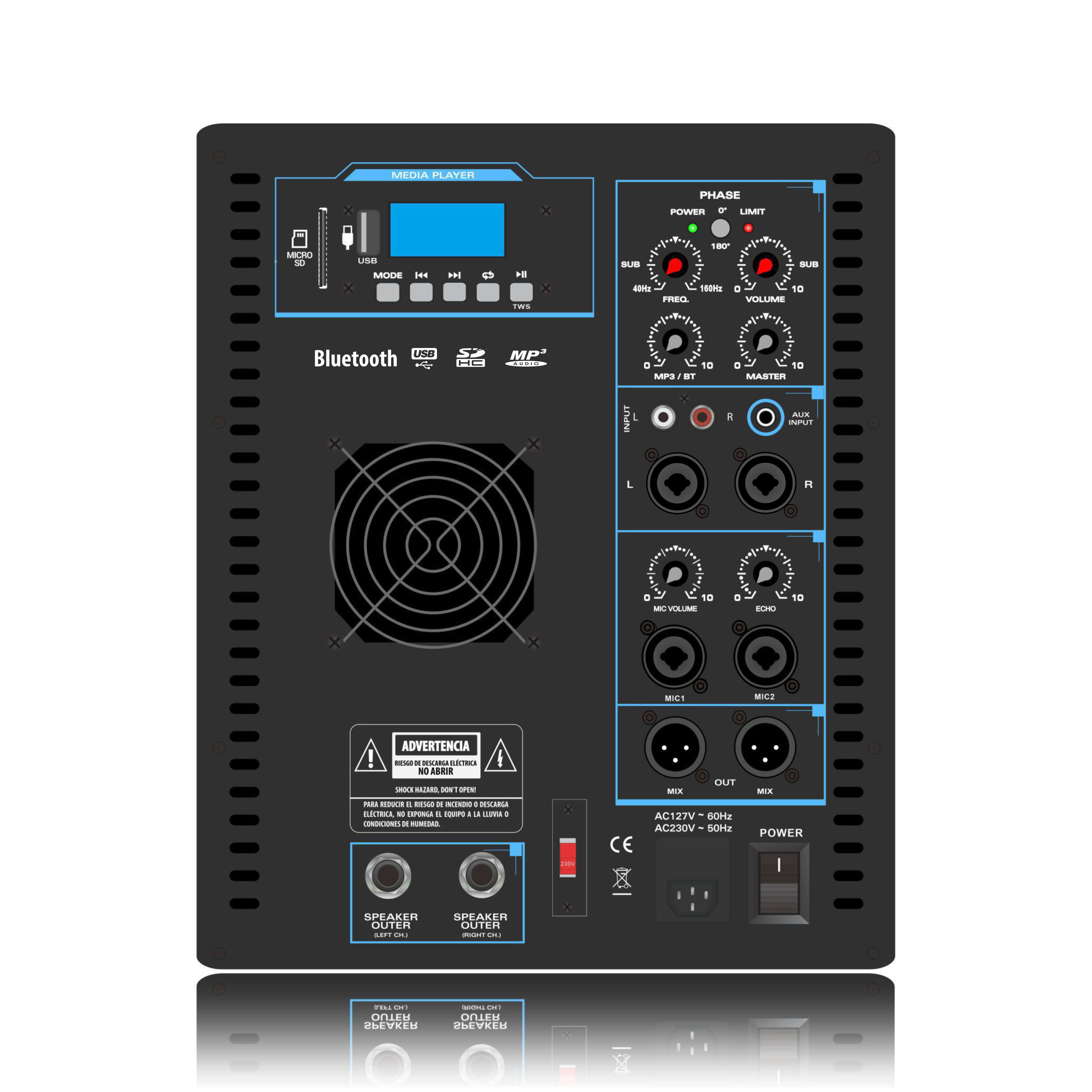 SUB12 Line Array Sistem Pembesar Suara Penguat Kuasa 2.1